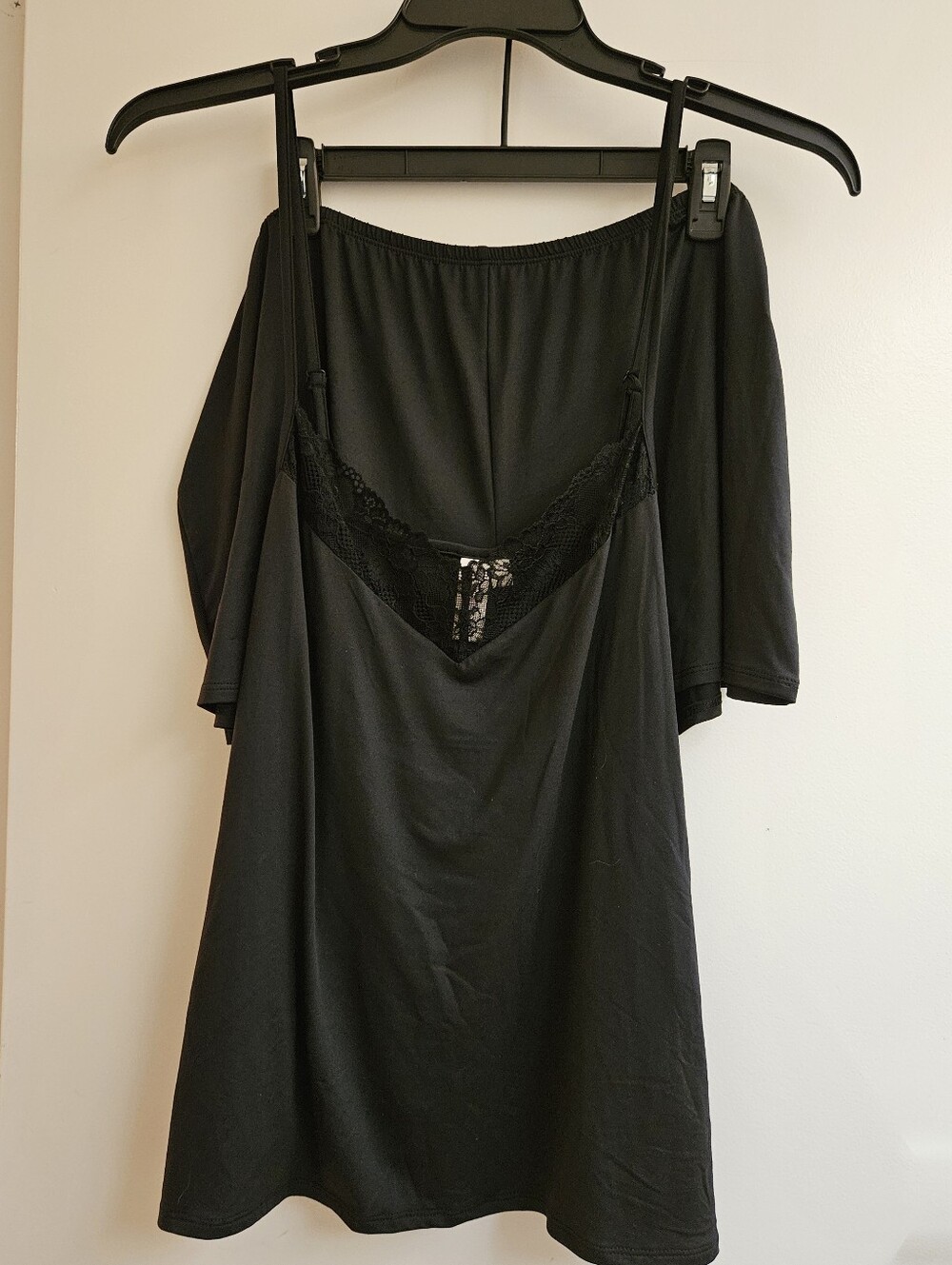 Joyspun Womens 2X 18W-20W Black Lace Trim Knit Cami Tap Shorts Pajama Set NWT